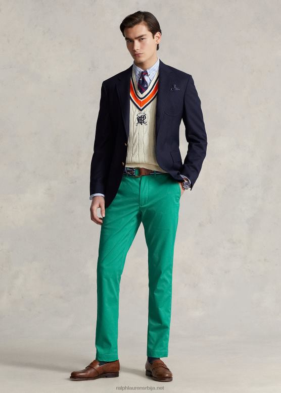 мушкарци Ralph Lauren стретцх слим фит цхино панталоне V2V44926 крстарење зелено