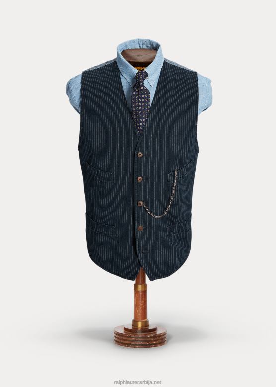 мушкарци Ralph Lauren пругасти прслук од рибље кости V2V441746 индиго пинстрипе