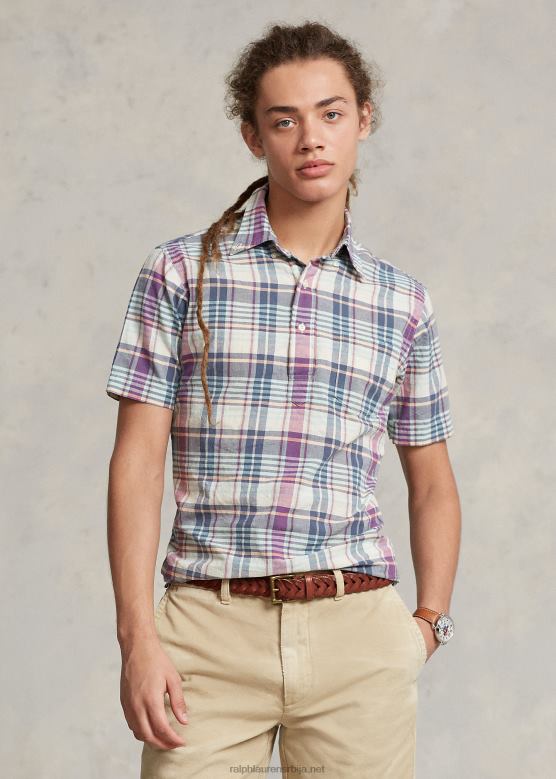 мушкарци Ralph Lauren мадрас поповер кошуља класичног кроја V2V441019 крем/плава мулти