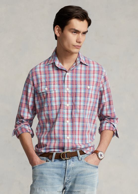 мушкарци Ralph Lauren карирана доби радна мајица класичног кроја V2V44107 бела/црвена мулти