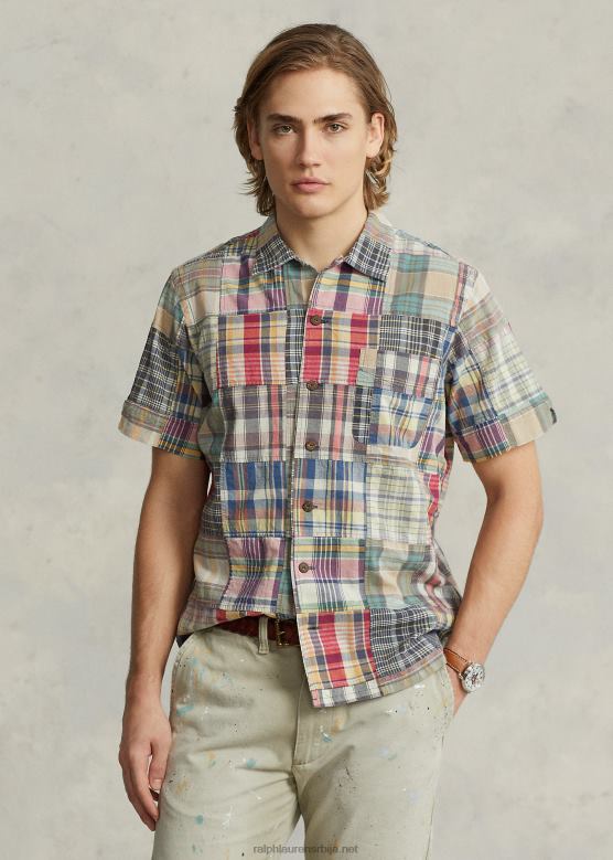 мушкарци Ralph Lauren мадрас камп мајица класичног кроја V2V441070 кеи вест патцхворк