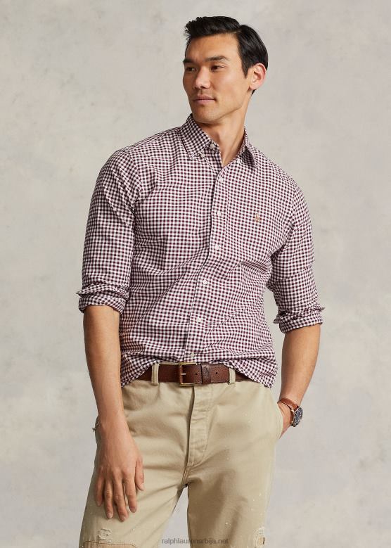 мушкарци Ralph Lauren Окфорд кошуља класичног кроја V2V441112 вино/бело
