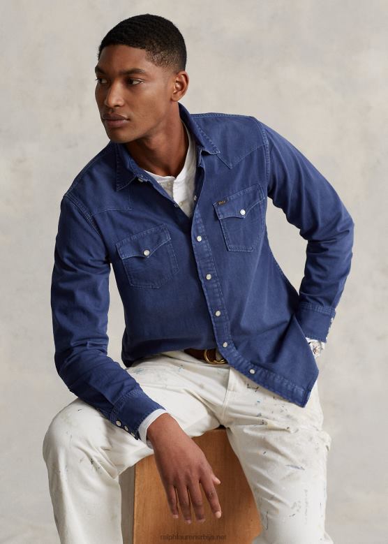 мушкарци Ralph Lauren западњачка кошуља обојена одећом V2V441119 лака морнарица