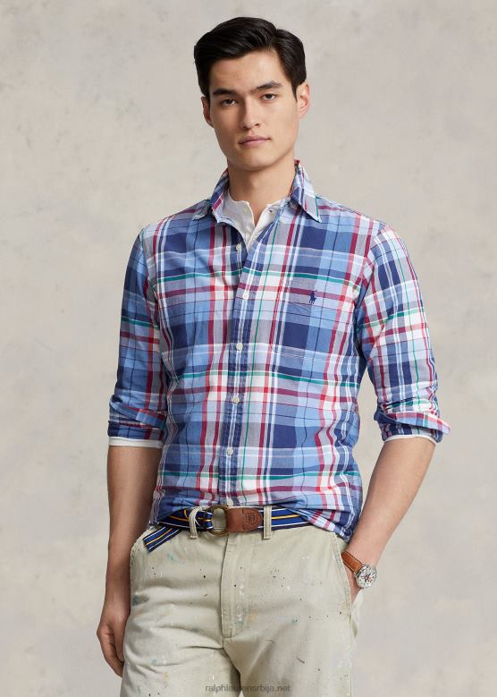 мушкарци Ralph Lauren карирана оксфорд кошуља класичног кроја V2V441137 плава/црвена мулти
