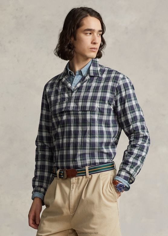 мушкарци Ralph Lauren карирана поповер кошуља класичног кроја V2V441271 зелено/жуто мулти