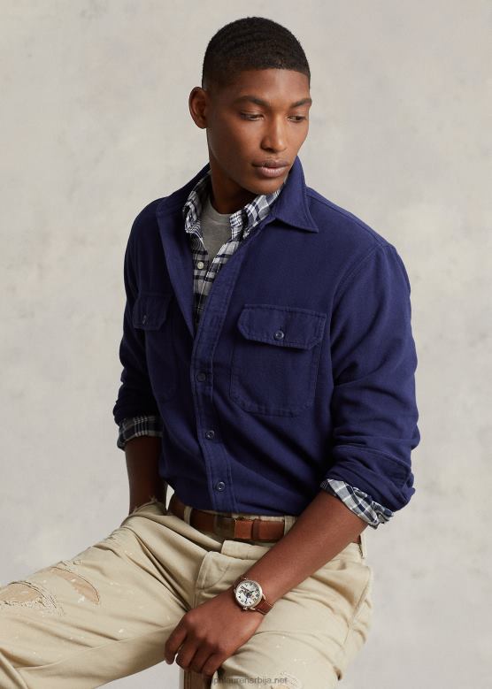 мушкарци Ralph Lauren класична радна кошуља од дивокозе V2V44130 невпорт морнарица