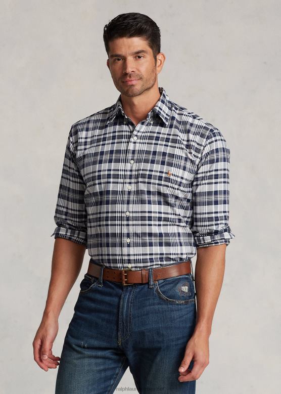 мушкарци Ralph Lauren карирана оксфордска кошуља V2V441342 сиви хеатхер/теар мулти