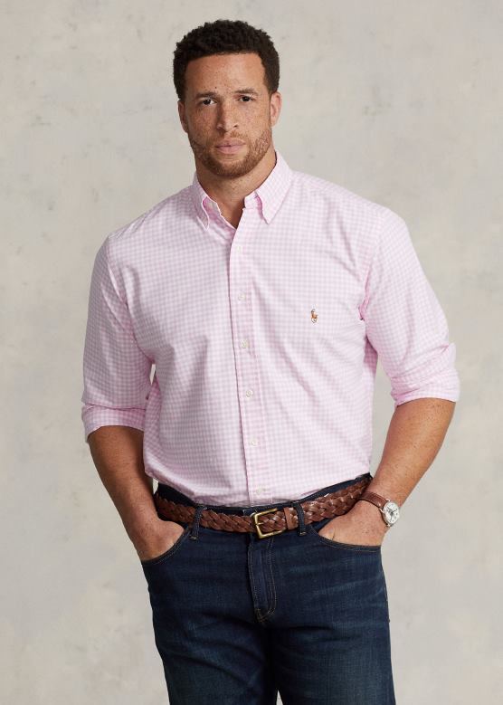 мушкарци Ralph Lauren гингхам оксфордска кошуља V2V441422 розе/бело