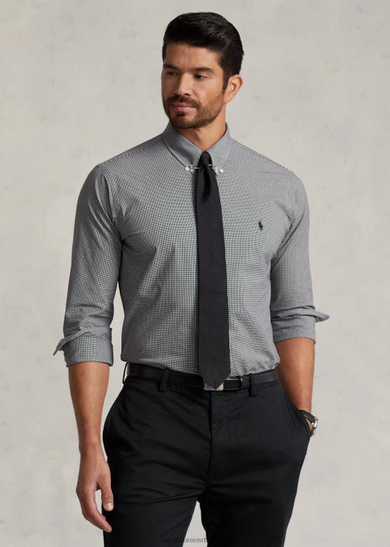 мушкарци Ralph Lauren растезљива кошуља од поплина V2V441505 црно-бели чек