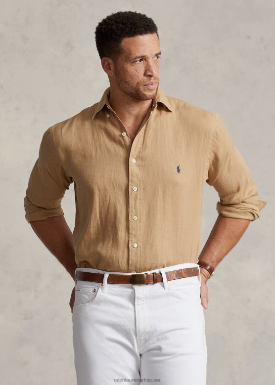 мушкарци Ralph Lauren лагана ланена кошуља V2V441551 винтаге каки