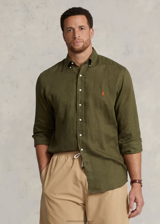 мушкарци Ralph Lauren лагана ланена кошуља V2V441552 тамна жалфија