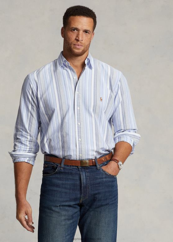 мушкарци Ralph Lauren пругаста оксфордска кошуља V2V441570 5856 плава мулти