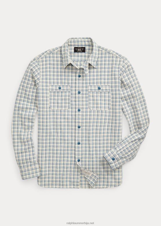 мушкарци Ralph Lauren карирана ткана радна кошуља V2V441731 крем/плава