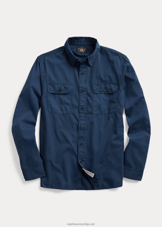 мушкарци Ralph Lauren радна кошуља од кепера обојена одећом V2V441770 морнарица