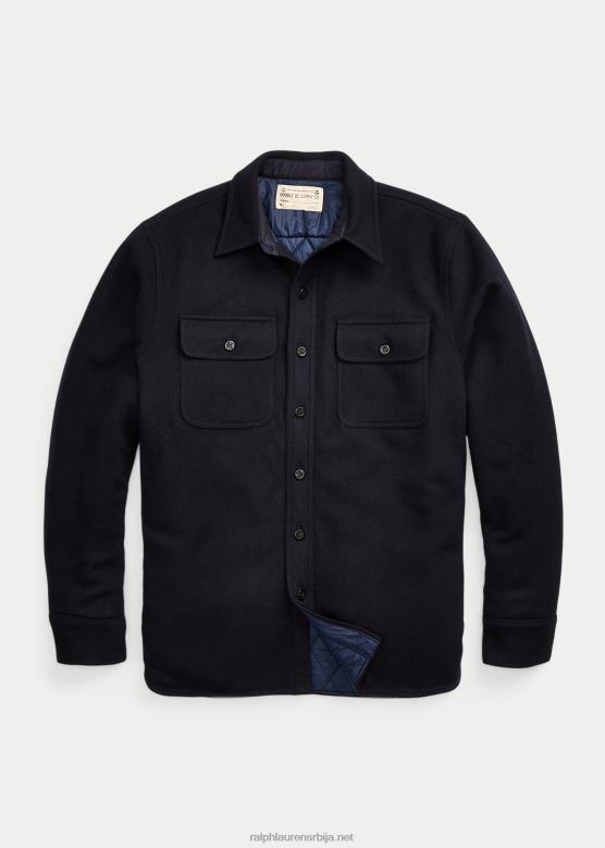 мушкарци Ralph Lauren прошивена вунена мелтон мајица V2V441794 Морнарско плаво