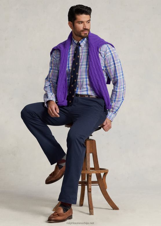 мушкарци Ralph Lauren карирана кошуља од поплина V2V441809 љубичасто/жуто мулти