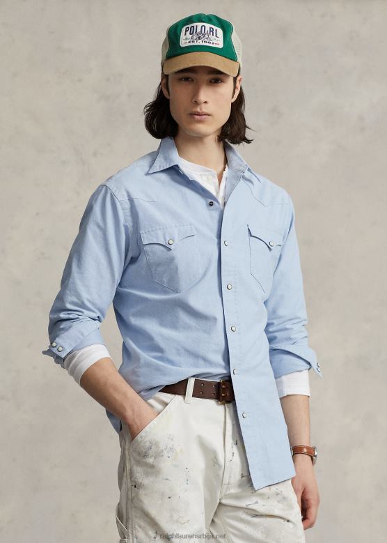 мушкарци Ralph Lauren оксфордска вестерн кошуља V2V44458 Плави