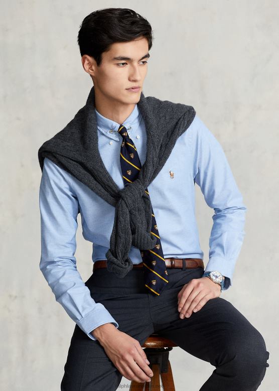 мушкарци Ralph Lauren слим фит растезљива оксфордска кошуља V2V44606 Плави