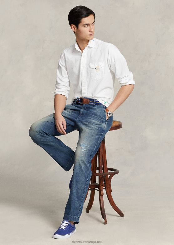 мушкарци Ralph Lauren оксфордска кошуља класичног кроја V2V44696 преппи паинтсплаттер