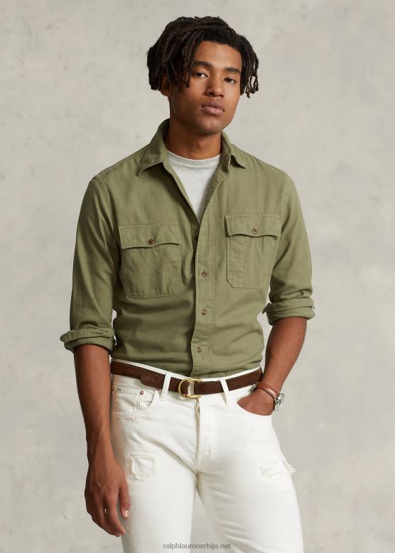 мушкарци Ralph Lauren радна кошуља од кепера класичног кроја V2V44777 саг маслина