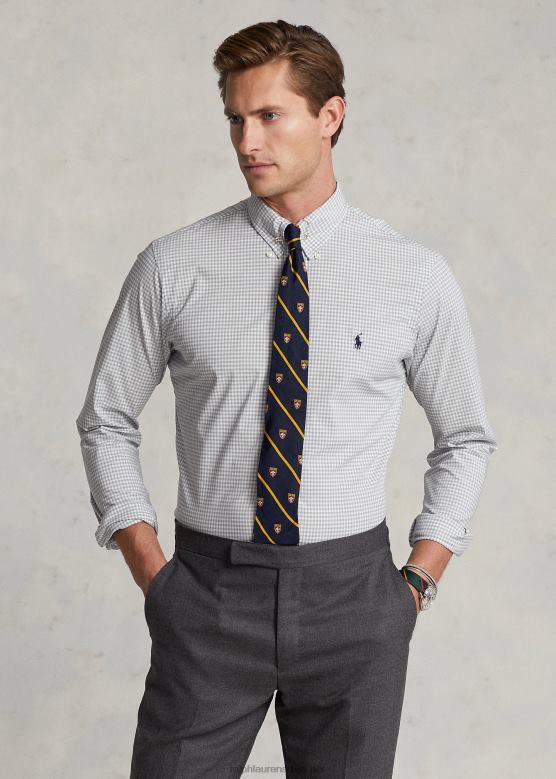 мушкарци Ralph Lauren слим фит кошуља од гингхам стретцх поплин V2V44812 сиво/бело
