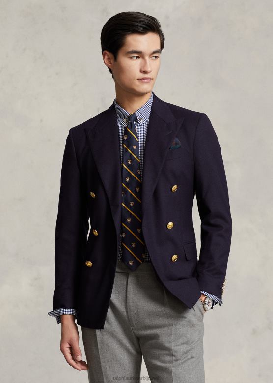 мушкарци Ralph Lauren слим фит кошуља од гингхам стретцх поплин V2V44813 морнарско/бела