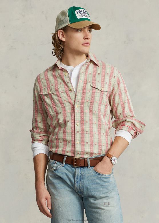 мушкарци Ralph Lauren карирана доби радна мајица класичног кроја V2V448443 црвени добби мулти