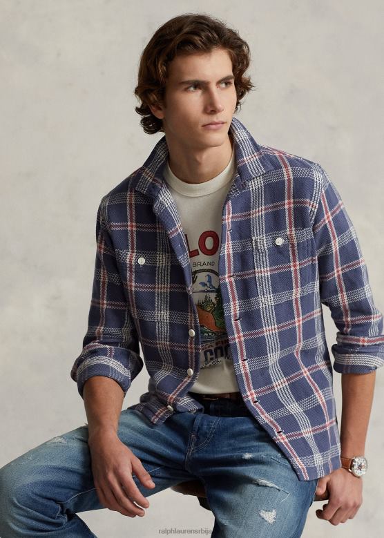 мушкарци Ralph Lauren карирана фланелска камп мајица класичног кроја V2V448465 морнарско/бели мулти