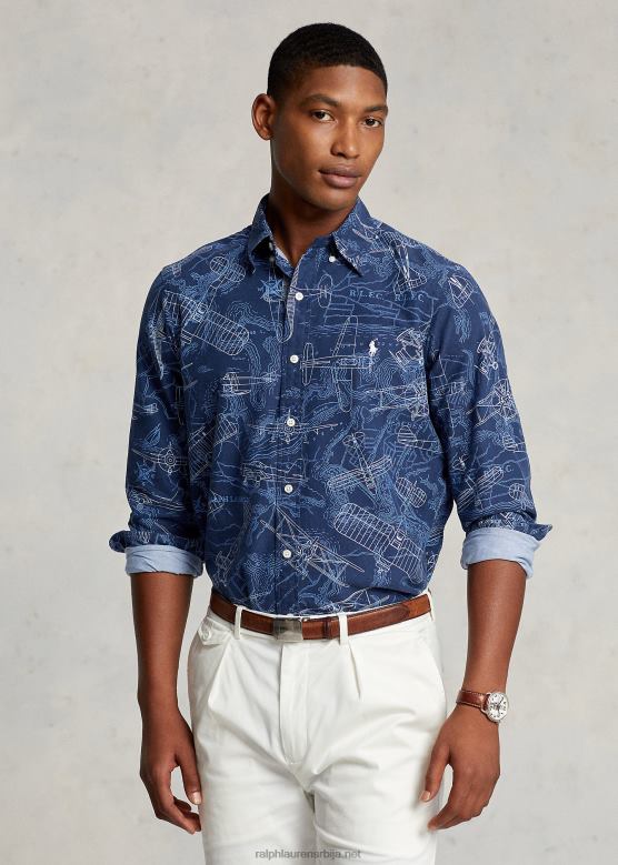 мушкарци Ralph Lauren Оксфорд кошуља класичног кроја са авијацијским принтом V2V448466 мулти