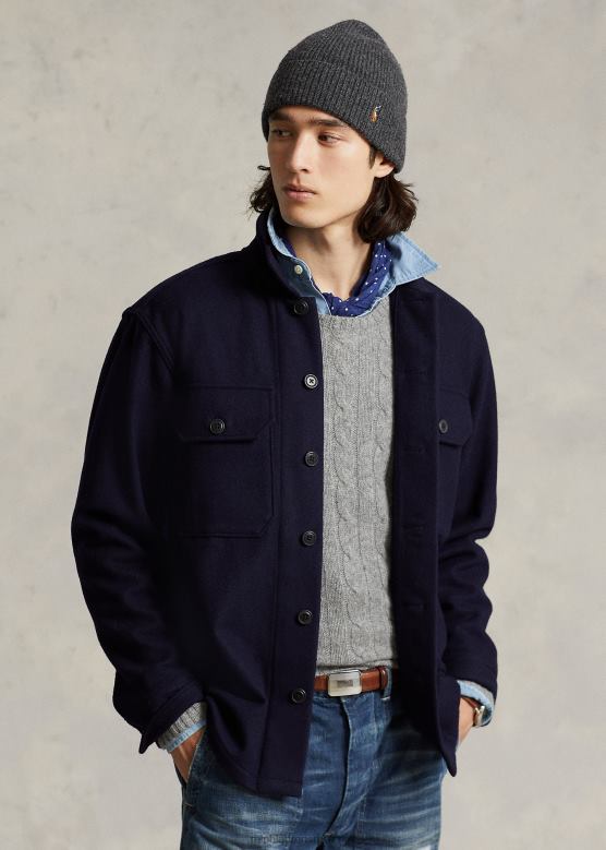 мушкарци Ralph Lauren радна кошуља од мешавине вуне класичног кроја V2V448481 збирка морнарица