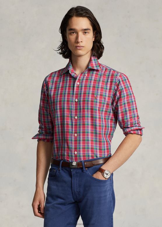 мушкарци Ralph Lauren карирана кошуља класичног кроја V2V448668 тамно розе/краљевски мулти