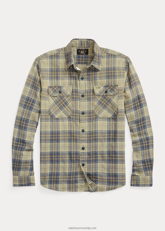 мушкарци Ralph Lauren карирана радна кошуља од кепера V2V448686 избледела плава/жута