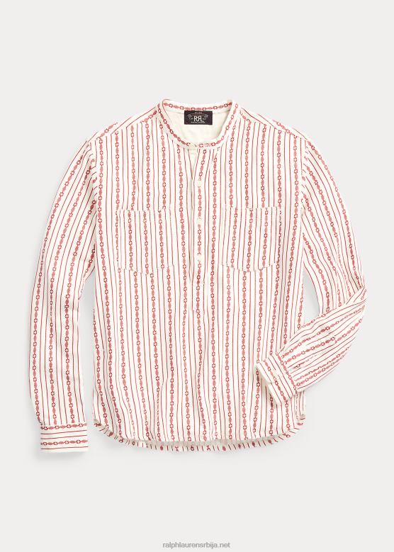 мушкарци Ralph Lauren принт ланено-памучна поповер радна мајица V2V448701 црвено/крем