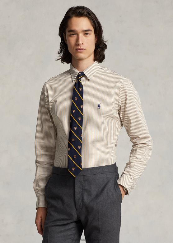 мушкарци Ralph Lauren танка пругаста кошуља од поплина V2V44893 винтаге каки/бела