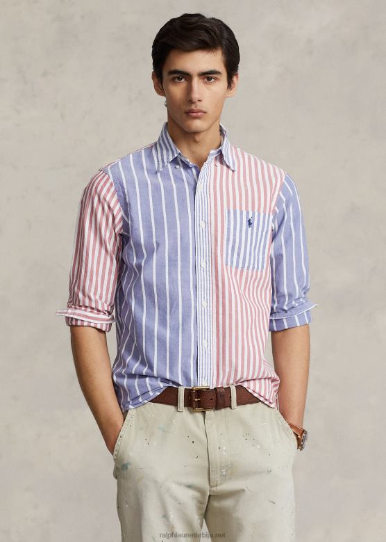 мушкарци Ralph Lauren Оксфорд забавна кошуља на пруге класичног кроја V2V44929 фунсхирт