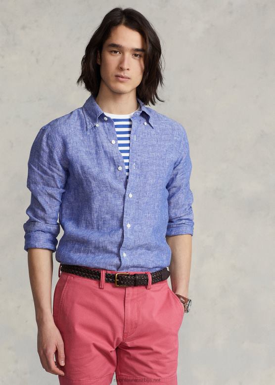 мушкарци Ralph Lauren ланена шамбре кошуља по мери V2V44963 баштина краљевска