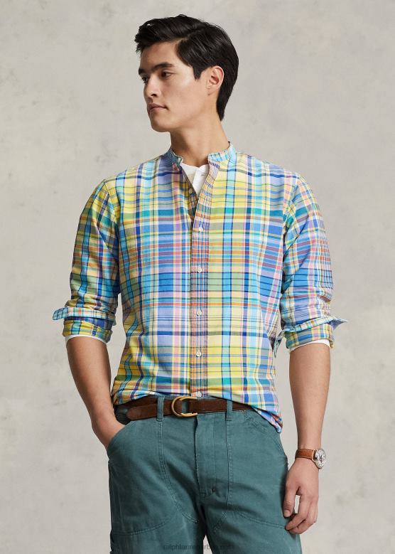 мушкарци Ralph Lauren карирана оксфорд кошуља класичног кроја V2V44970 жуто/тиркизно