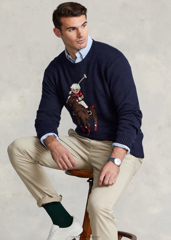 мушкарци Ralph Lauren џемпер поло медвед и велики пони V2V441683 морнарица
