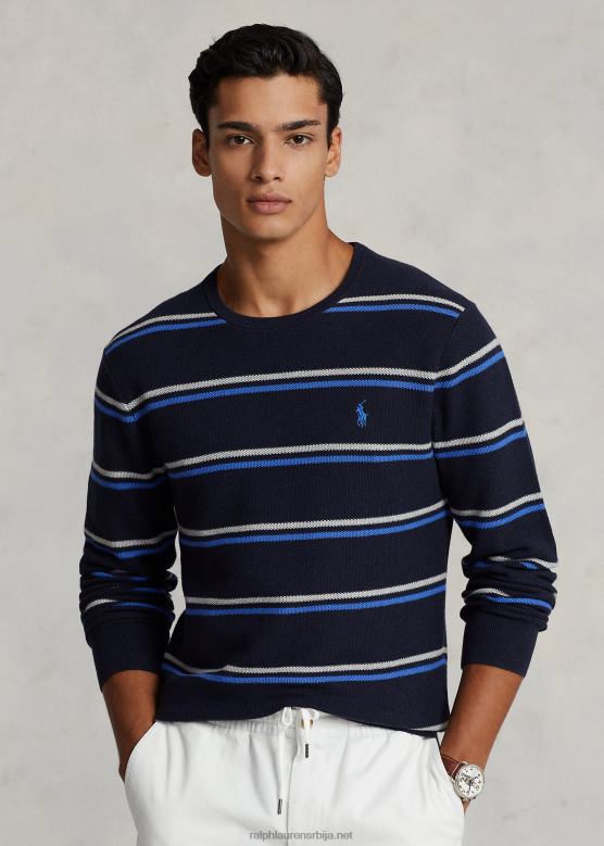 мушкарци Ralph Lauren пругасти памучни џемпер V2V44548 морнарска комбинација