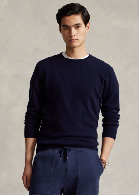 мушкарци Ralph Lauren џемпер од кашмира који се може прати V2V44598 ловачка морнарица