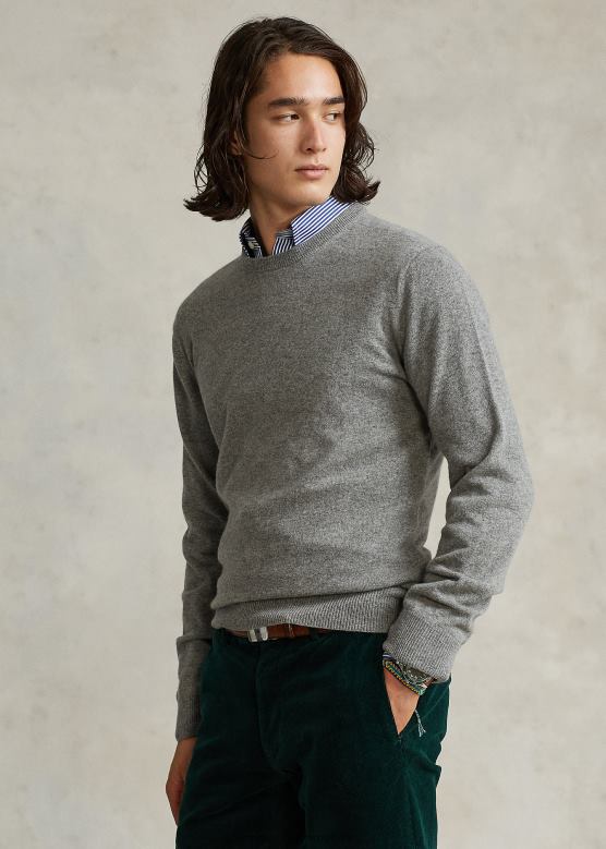 мушкарци Ralph Lauren џемпер од кашмира који се може прати V2V44599 браон сиви вресак