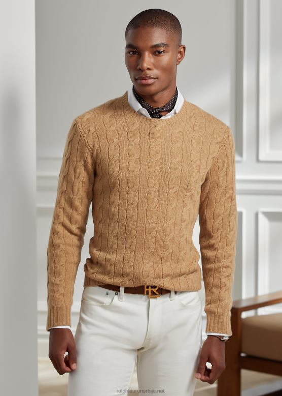мушкарци Ralph Lauren плетени џемпер од кашмира V2V4470 камил меланж