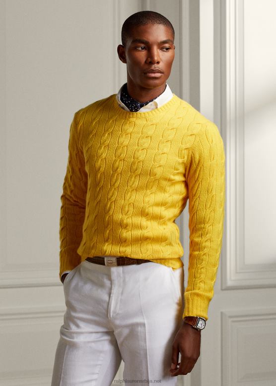 мушкарци Ralph Lauren плетени џемпер од кашмира V2V4478 класична лимун жута