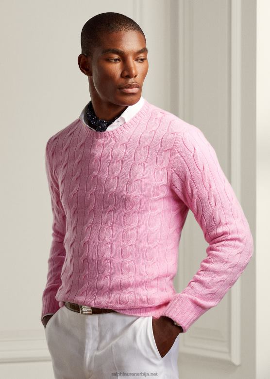 мушкарци Ralph Lauren плетени џемпер од кашмира V2V4480 класична бледо розе