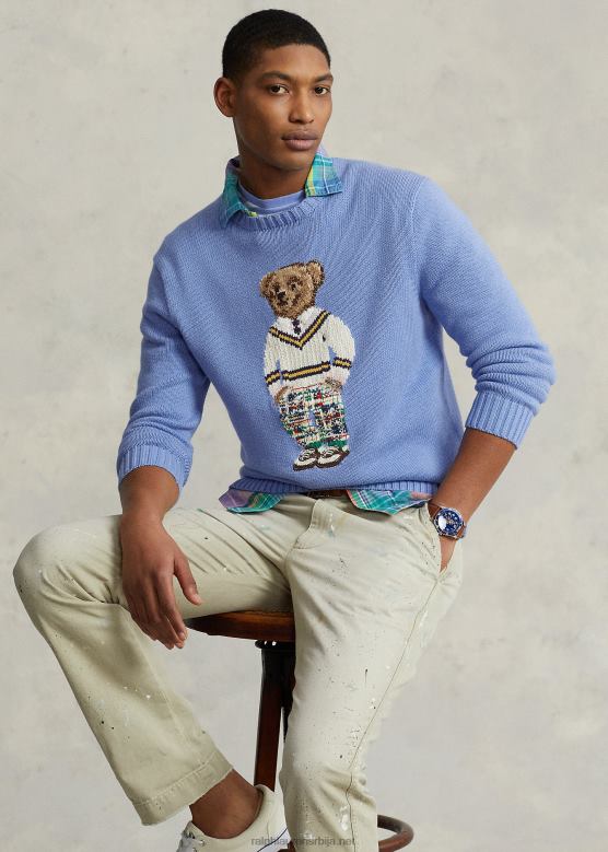 мушкарци Ralph Lauren памучни џемпер поло медведа V2V44835 мека краљевска