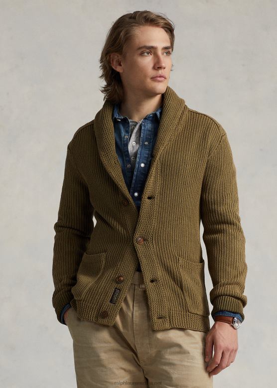 мушкарци Ralph Lauren памучни кардиган са шал-крагном V2V448528 прање песка