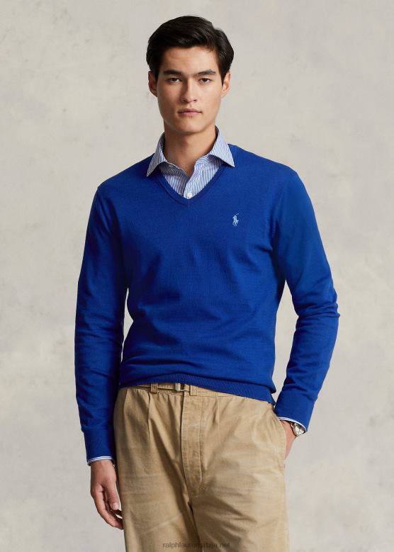 мушкарци Ralph Lauren памучни џемпер с в-изрезом V2V448568 град краљевски