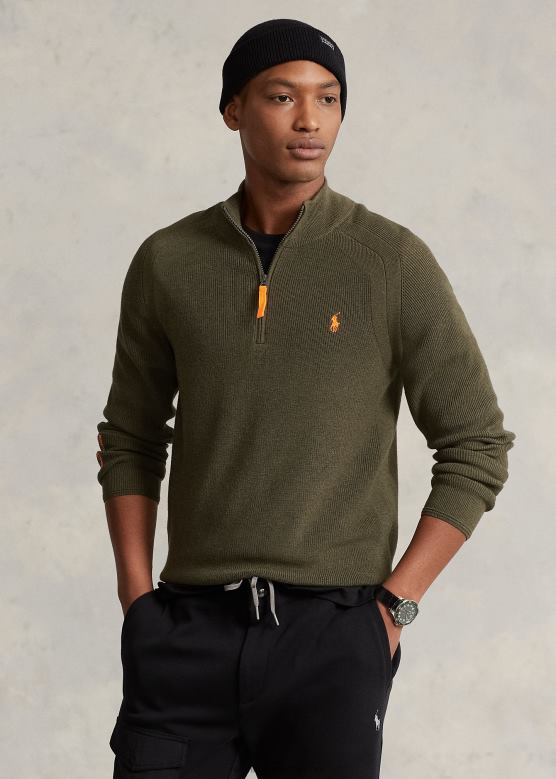 мушкарци Ralph Lauren перформанс четврти џемпер са патентним затварачем V2V448589 крошња маслина вријеска