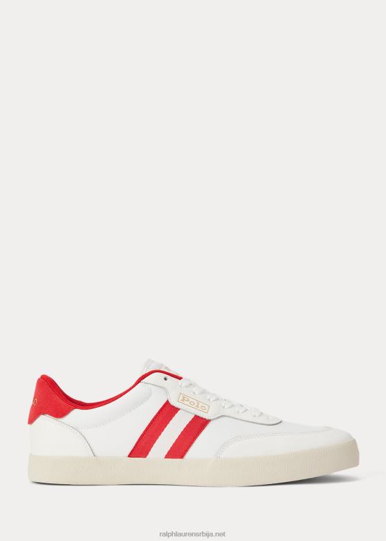 мушкарци Ralph Lauren судске ниске патике са кожним панелима V2V441982 бело/црвено