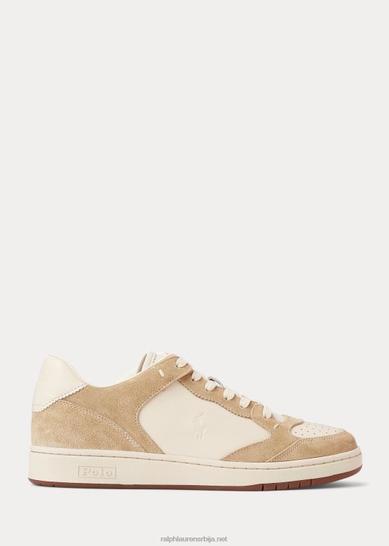 мушкарци Ralph Lauren судске кожно-антилоп патике V2V441995 кост/екру